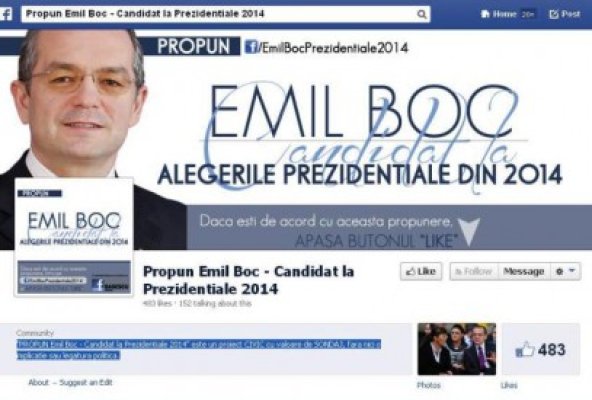 Boc, candidat la alegerile prezidenţiale - propunerea-sondaj a apărut pe Facebook